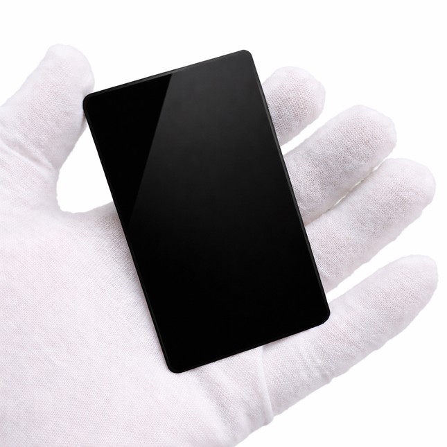 Glossy Black Aluminum Metal Business Cards for Laser Marking - 86x54x0.45mm (100 Sheets)