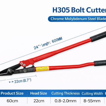 24-Inch Steel Strip Scissors H305 Industrial Shears for Steel Coil and Strapping (Red)