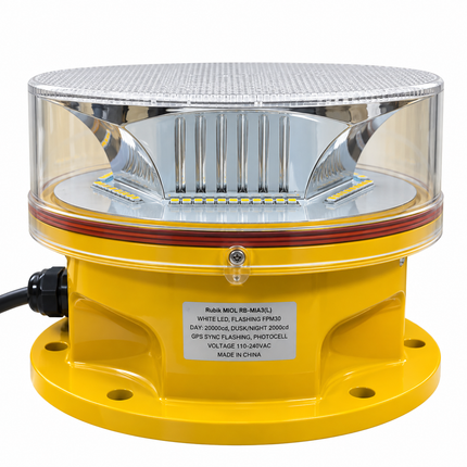 Rubik white LED Type A medium-intensity aviation obstruction light with RB-MIA3(L) product label
