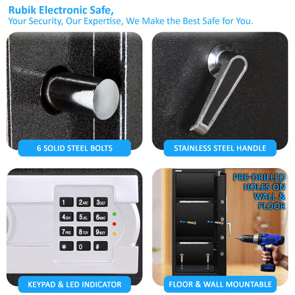 Rubik Large Digital Safe Box with Keys, RB90EG (90x40x50cm) Black