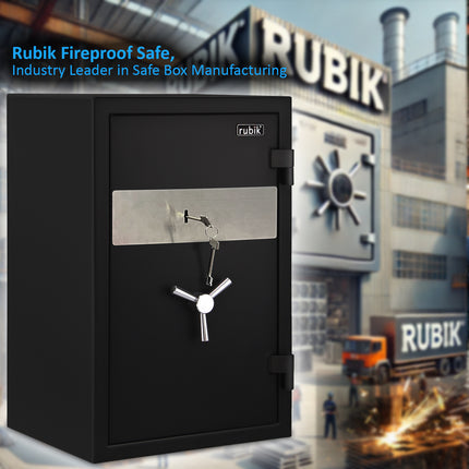 Rubik Fireproof Safe Box With Key Lock RBFP66K (66x43x35cm) Black
