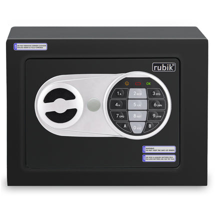 Rubik Mini Safe Box With (Upgraded) Digital Lock & Key RB17EL (17x23x17cm) Black