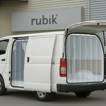 Transparent Ribbed PVC Strip Curtains For Toyota Hiace, Refrigerated Mini Vans Curtains (1 Set)