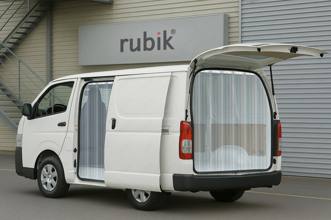 Transparent Ribbed PVC Strip Curtains For Toyota Hiace, Refrigerated Mini Vans Curtains (1 Set)