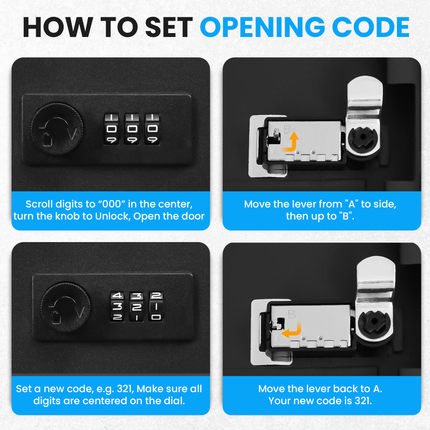 Rubik 93 Keys Safe Cabinet with Combination Lock, Wall-Mounted Keys Storage Safe RBN-93SKW Black