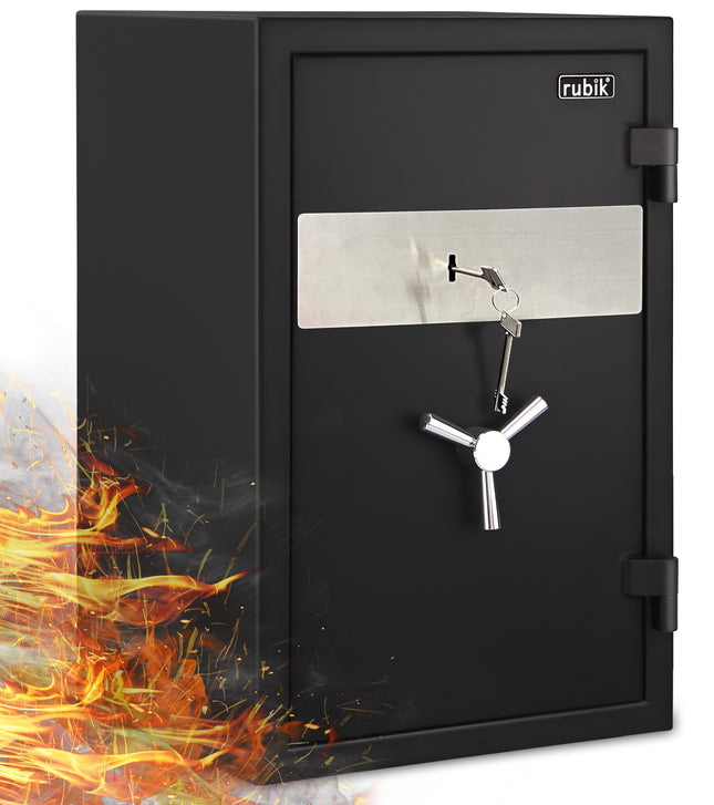 Rubik Fireproof Safe Box With Key Lock RBFP66K (66x43x35cm) Black