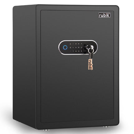 Rubik Premium Fingerprint Safe Box with Optical Keypad and Keys, Motorized Lock RB-AM55 (55x40x34cm) Black