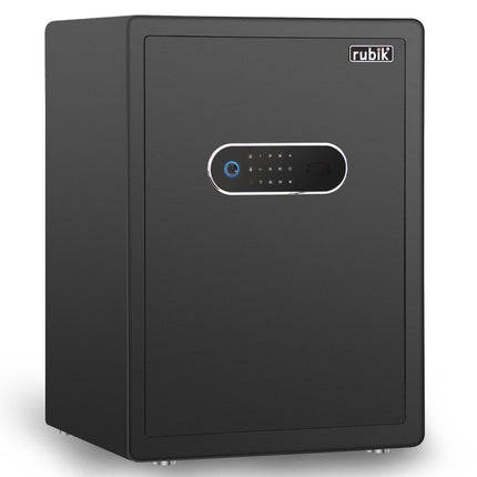 Rubik Premium Fingerprint Safe Box with Optical Keypad and Keys, Motorized Lock RB-AM55 (55x40x34cm) Black
