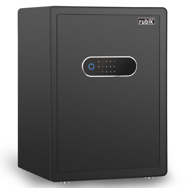 Rubik Premium Fingerprint Safe Box with Optical Keypad and Keys, Motorized Lock RB-AM55 (55x40x34cm) Black