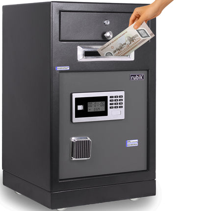 Rubik Drop Slot Safe with Lockable Cash Drawer, Digital and Key Lock, Office Shop Use RB-6343DS (69x43x38cm)