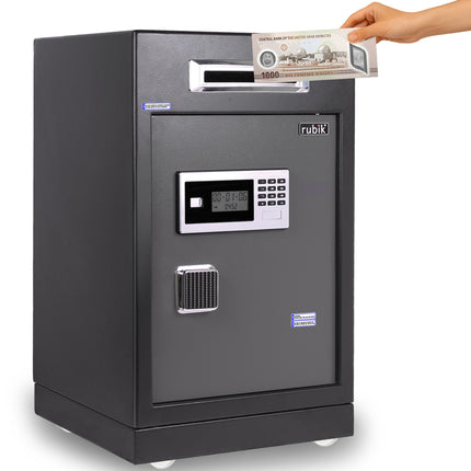 Rubik Drop Slot Safe for Cash Deposit, Digital and Key Lock, Office Shop Use RB-6343S (69x43x38cm)