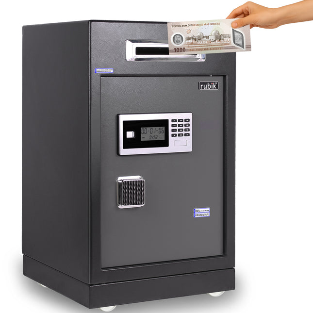 Rubik Drop Slot Safe for Cash Deposit, Digital and Key Lock, Office Shop Use RB-6343S (69x43x38cm)