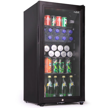Rubik Hotel Mini Bar Compressor Fridge 88L, Glass Door Refrigerator RB-JC-88HC