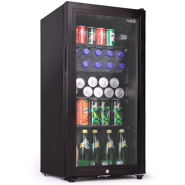 Rubik Hotel Mini Bar Compressor Fridge 88L, Glass Door Refrigerator RB-JC-88HC