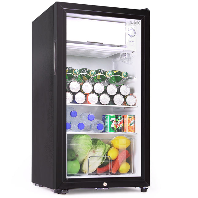 Rubik Hotel Mini Bar Compressor Fridge 95L, Glass Door Refrigerator RB-JC-95HC