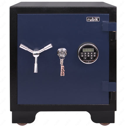 Rubik 2-Hours Fireproof Safe Box 58cm with Digital Lock & Key (RBDF-580, 110kg) Black/Blue