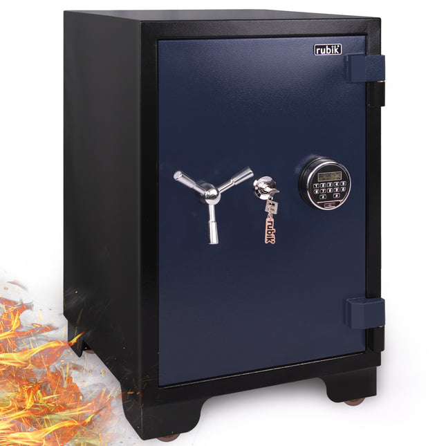Rubik 2-Hours Fireproof Safe Box 78cm with Digital Lock & Key (RBDF-780, 150kg) Black/Blue
