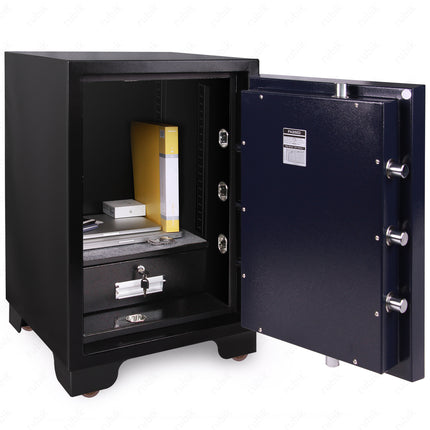 Rubik 2-Hours Fireproof Safe Box 78cm with Digital Lock & Key (RBDF-780, 150kg) Black/Blue