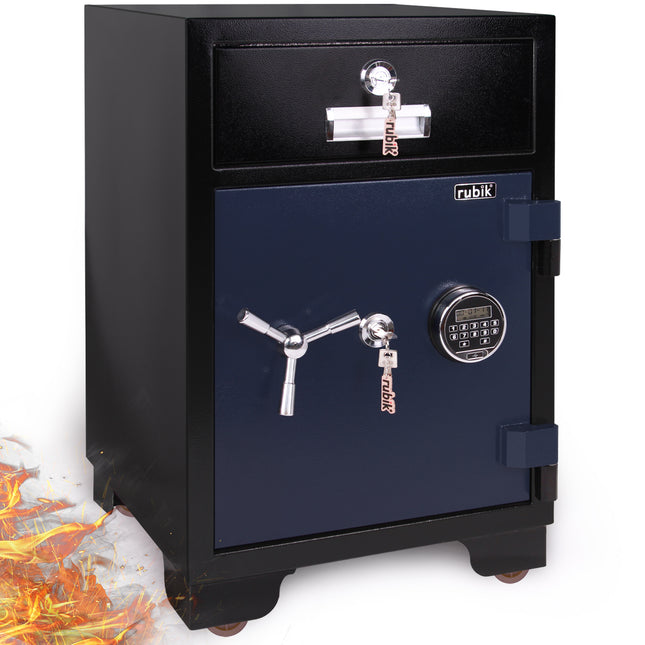 Rubik 2-Hours Fireproof Safe Box 78cm with External Storage Drawer (RBDF-780D, 155kg) Black/Blue