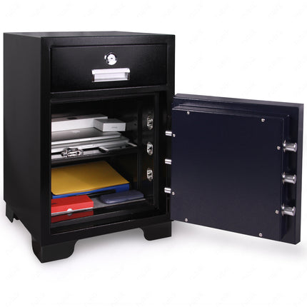 Rubik 2-Hours Fireproof Safe Box 78cm with External Storage Drawer (RBDF-780D, 155kg) Black/Blue