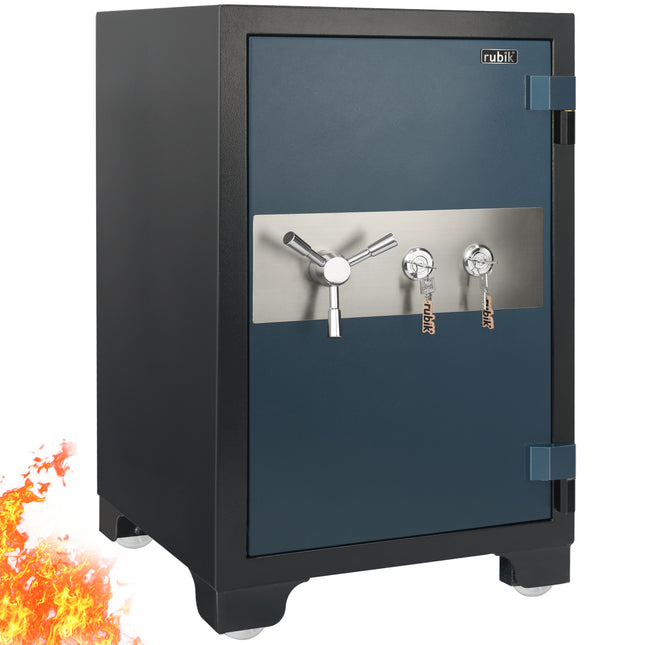 Rubik 2-Hours Fireproof Safe Box 88cm, Key Operated (RB-880LB, 180kg) Black/Blue