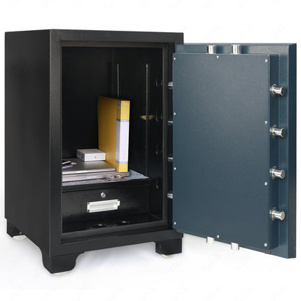Rubik 2-Hours Fireproof Safe Box 88cm, Key Operated (RB-880LB, 180kg) Black/Blue