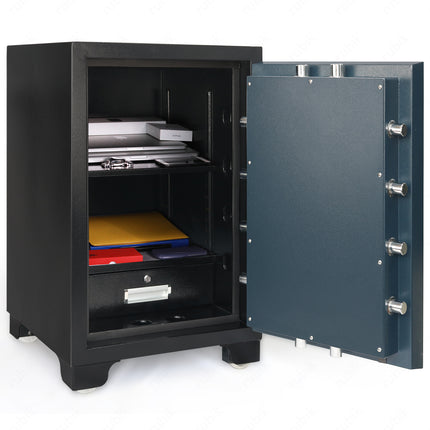 Rubik 2-Hours Fireproof Safe Box 88cm, Key Operated (RB-880LB, 180kg) Black/Blue