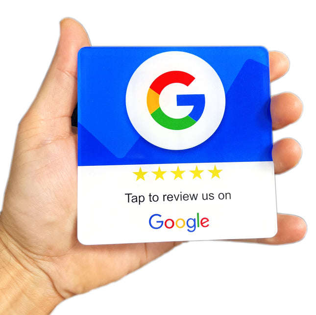 NFC Enabled Google Reviews Acrylic Stickers, Tap to Review us on Google, Easy to Program