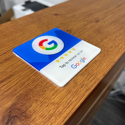 NFC Enabled Google Reviews Acrylic Stickers, Tap to Review us on Google, Easy to Program