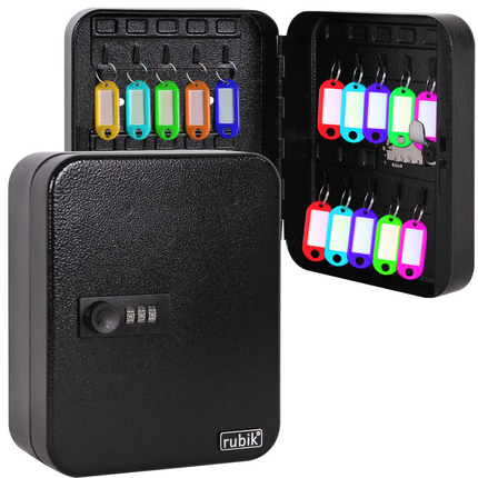 Rubik 20 Keys Safe Cabinet with Combination Lock, Wall-Mounted Keys Storage Safe RBN-20SKW Black