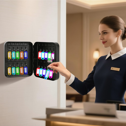 Rubik 20 Keys Safe Cabinet with Combination Lock, Wall-Mounted Keys Storage Safe RBN-20SKW Black