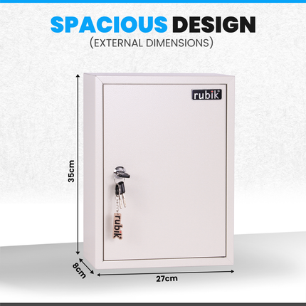 Rubik 42 Keys Safe Cabinet with Key Lock, Wall-Mounted Keys Storage Lock Box (‎RB42SK) White