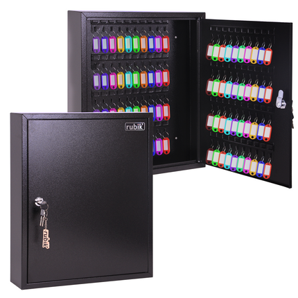 Rubik 80 Keys Safe Cabinet with Key Lock, Wall-Mounted Keys Storage Lock Box (‎RB80SK) Black