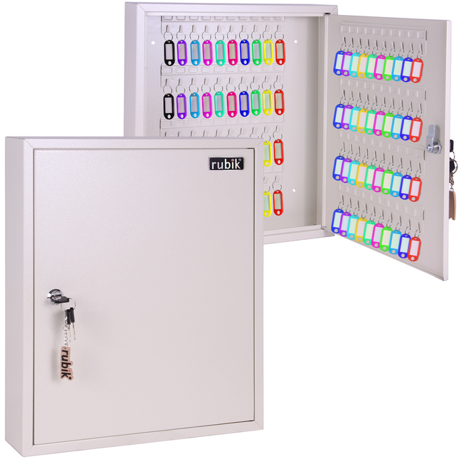 Rubik 80 Keys Safe Cabinet with Key Lock, Wall-Mounted Keys Storage Lock Box (‎RB80SK) White