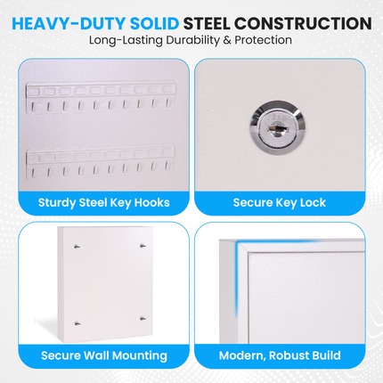 Rubik 80 Keys Safe Cabinet with Key Lock, Wall-Mounted Keys Storage Lock Box (‎RB80SK) White