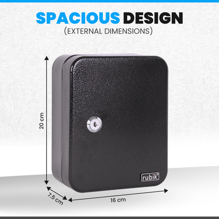 Rubik 20 Keys Safe Cabinet with Key Lock, Wall-Mounted Keys Storage Lock Box RBKS-20SKW Black