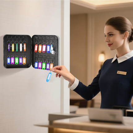 Rubik 20 Keys Safe Cabinet with Key Lock, Wall-Mounted Keys Storage Lock Box RBKS-20SKW Black