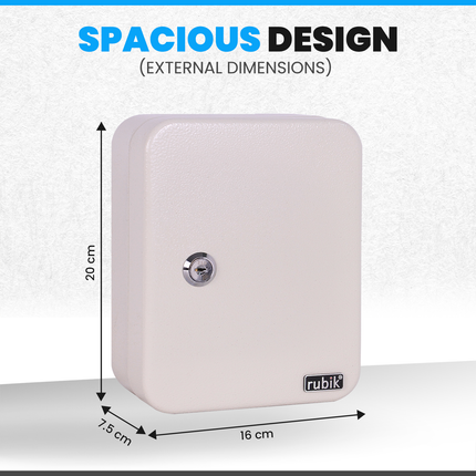 Rubik 20 Keys Safe Cabinet with Key Lock, Wall-Mounted Keys Storage Lock Box RBKS-20SKW White