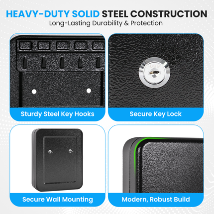 Rubik 93 Keys Safe Cabinet with Key Lock, Wall-Mounted Keys Storage Lock Box RBKS-93SKW Black