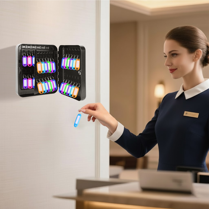 Rubik 48 Keys Safe Cabinet with Key Lock, Wall-Mounted Keys Storage Lock Box RBKS-48SKW Black