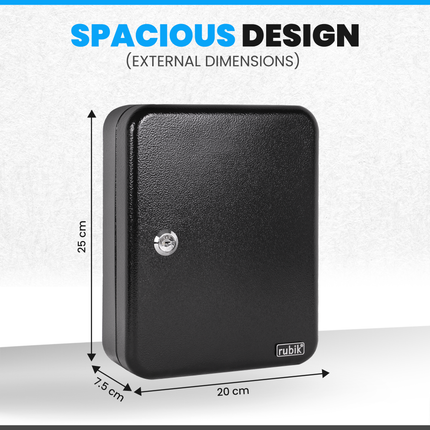 Rubik 48 Keys Safe Cabinet with Key Lock, Wall-Mounted Keys Storage Lock Box RBKS-48SKW Black