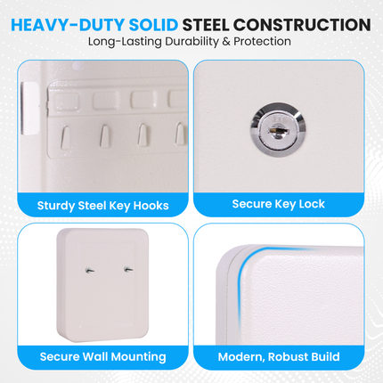 Rubik 48 Keys Safe Cabinet with Key Lock, Wall-Mounted Keys Storage Lock Box RBKS-48SKW White