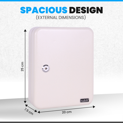 Rubik 48 Keys Safe Cabinet with Key Lock, Wall-Mounted Keys Storage Lock Box RBKS-48SKW White