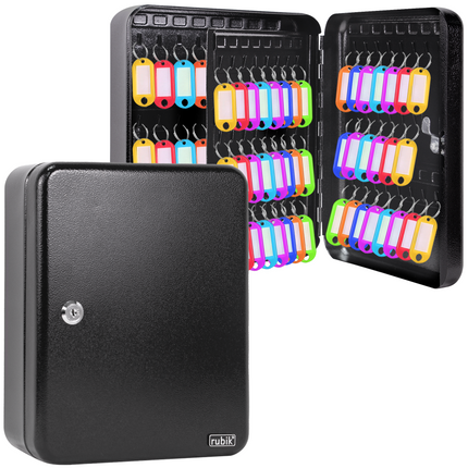 Rubik 93 Keys Safe Cabinet with Key Lock, Wall-Mounted Keys Storage Lock Box RBKS-93SKW Black