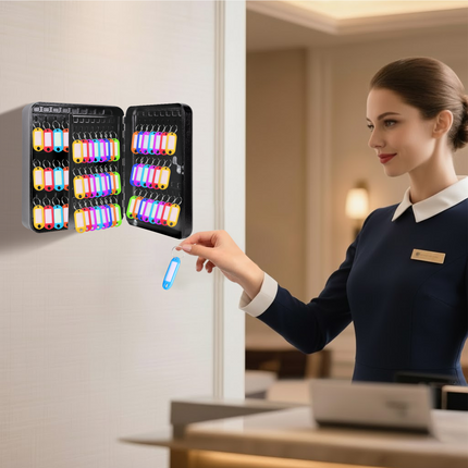 Rubik 93 Keys Safe Cabinet with Key Lock, Wall-Mounted Keys Storage Lock Box RBKS-93SKW Black