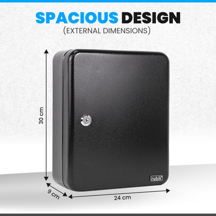 Rubik 93 Keys Safe Cabinet with Key Lock, Wall-Mounted Keys Storage Lock Box RBKS-93SKW Black