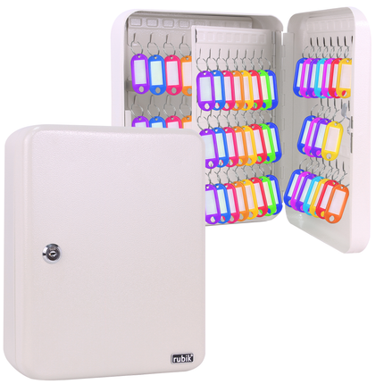 Rubik 93 Keys Safe Cabinet with Key Lock, Wall-Mounted Keys Storage Lock Box RBKS-93SKW White