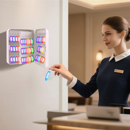 Rubik 93 Keys Safe Cabinet with Key Lock, Wall-Mounted Keys Storage Lock Box RBKS-93SKW White