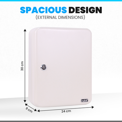 Rubik 93 Keys Safe Cabinet with Key Lock, Wall-Mounted Keys Storage Lock Box RBKS-93SKW White