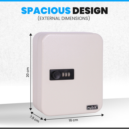 Rubik 20 Keys Safe Cabinet with Combination Lock, Wall-Mounted Keys Storage Safe RBN-20SKW White